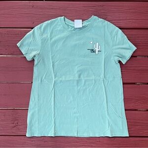 Mint Green T-Shirt with Cactus Design
